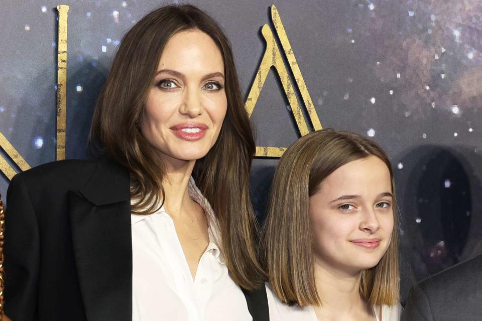 <p>Tim P. Whitby/Getty</p> Angelina Jolie and daughter Vivienne in London on Oct. 27, 2021