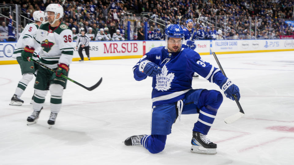 Auston Matthews has the hot hand early for the Maple Leafs. (Photo by Mark Blinch/NHLI via Getty Images)