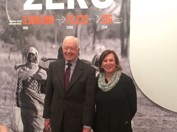 Former U.S. president Jimmy Carter and Ellen Futter, president of the American Museum of Natural History.