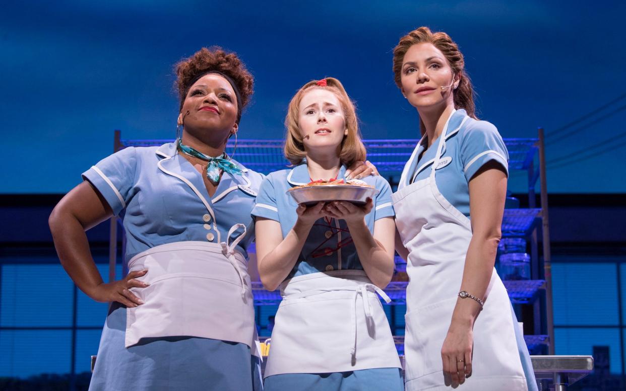 Marisha Wallace, Katharine McPhee and Laura Baldwin in Waitress, at the Adelphi - Alastair Muir