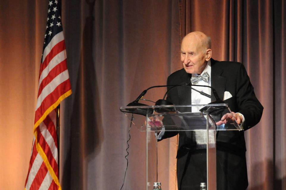 Jack Miller speaks during the Jack Miller Center’s “Teach for Freedom” gala event held in his honor in Chicago on Sept. 7, 2023.&nbsp;