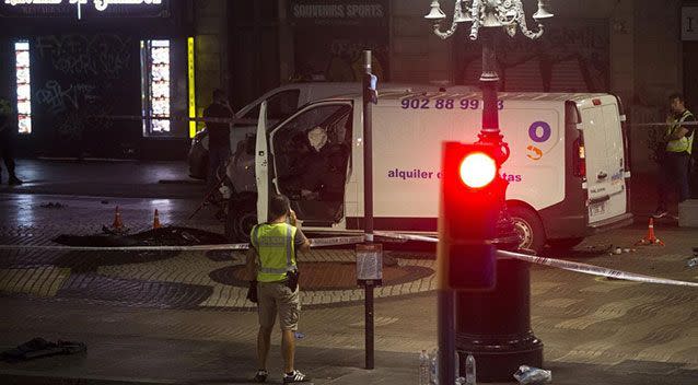 Thirteen people died when a van ploughed into crowds in the city's busy Las Ramblas district on Thursday evening. Picture: AAP