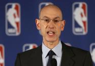 NBA Commissioner Adam Silver speaks at a news conference in New York April 29, 2014. The National Basketball Association was facing mounting pressure to impose a harsh punishment on Los Angeles Clippers owner Donald Sterling for his alleged racist comments that have sparked widespread outrage in the United States. REUTERS/Mike Segar (UNITED STATES - Tags: SPORT BASKETBALL)