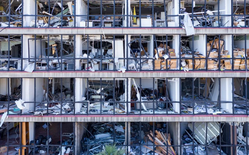 One of the many buildings heavily damaged in Tuesday's explosion in Beirut 