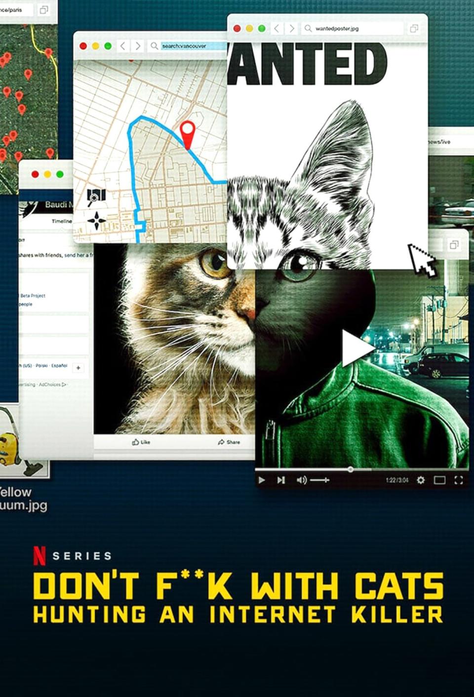 DON'T F**K WITH CATS: HUNTING AN INTERNET KILLER poster, featuring many cats