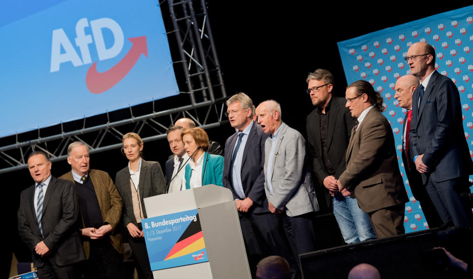 Die AfD im Dezember 2017 bei ihrem Bundesparteitag in Hannover. (Bild: Julian Stratenschulte/dpa)