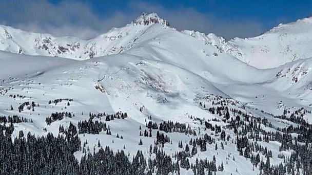 PHOTO: This image provided by Colorado Avalanche Information Center shows an avalanche that killed an unidentified snowboarder on Feb. 14, 2021, near the town of Winter Park in Colorado. (Colorado Avalanche Information Center via AP, FILE)