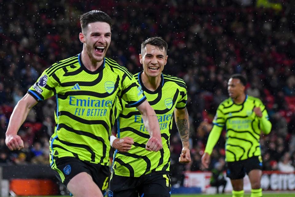 Declan Rice scored his team’s fourth goal (AP)