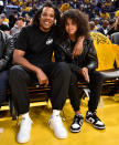 <p>Jay-Z and his daughter, Blue Ivy Carter, hang out courtside during Game Five of the 2022 NBA Finals at the Chase Center in San Francisco. </p>