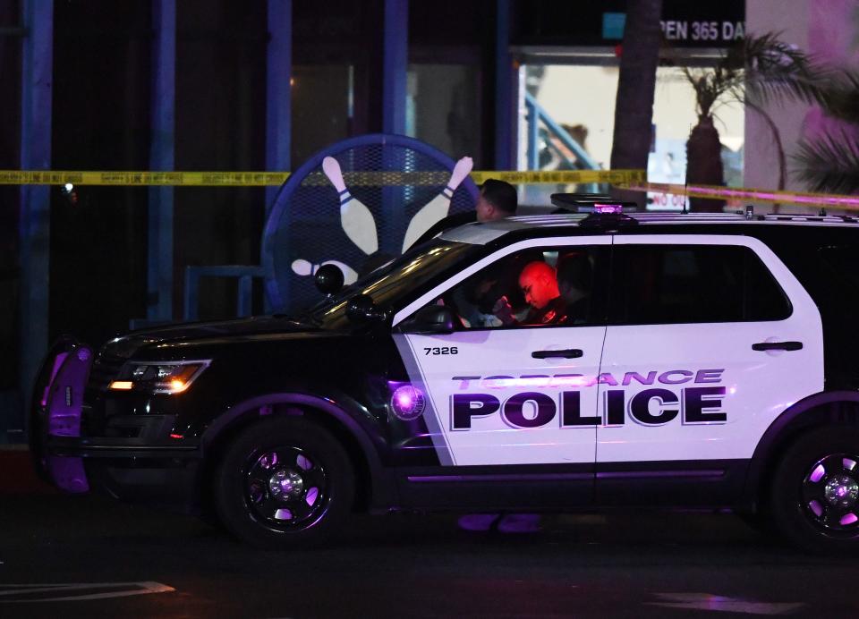 Police guard the Gable House Bowl center after three men were killed and four injured in a shooting at the bowling alley in Torrance, California, according to police, on Jan. 5, 2019. (Photo: Mark Ralston/AFP/Getty Images)