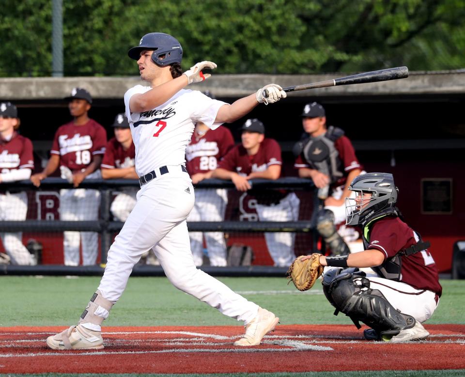 Adam Agresti of Kennedy Catholic bats during a CHSAA playoff qualifying round game against Fordham Prep at Fordham University June 1, 2021. Kennedy Catholic advanced with a 3-1 win.