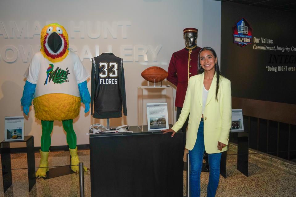 Diana Flores, captain of Mexico women's national flag football team, has her jersey in the Pro Football Hall of Fame. She is the first flag football player to have memorabilia in Canton.