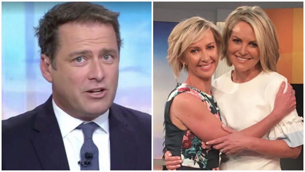 Karl Stefanovic pictured left, and new Today show hosts Georgie Gardener and Deborah Knight pictured right