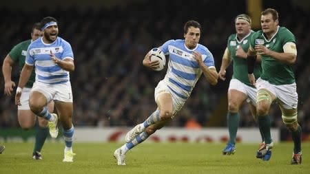 Rugby Union - Ireland v Argentina - IRB Rugby World Cup 2015 Quarter Final - Millennium Stadium, Cardiff, Wales - 18/10/15 Argentina's Juan Imhoff runs in a try Reuters / Rebecca Naden Livepic -