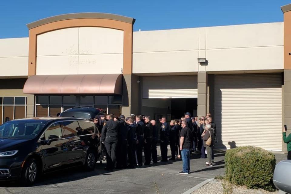 A vehicle procession that began in Riverside County with the body of fallen Apple Valley Fire Engineer Jared Shepard arrives back in the town where he served.