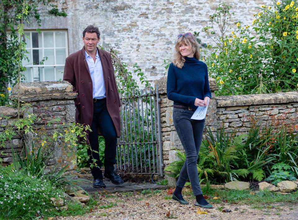 Dominic West and wife Catherine FitzGerald make a statement to press outside their Cotswolds home after Dominic was seen kissing actress Lily James whilst in Rome