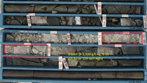 High grade Ag-Au intercept in drill hole SMR140-23-SCS