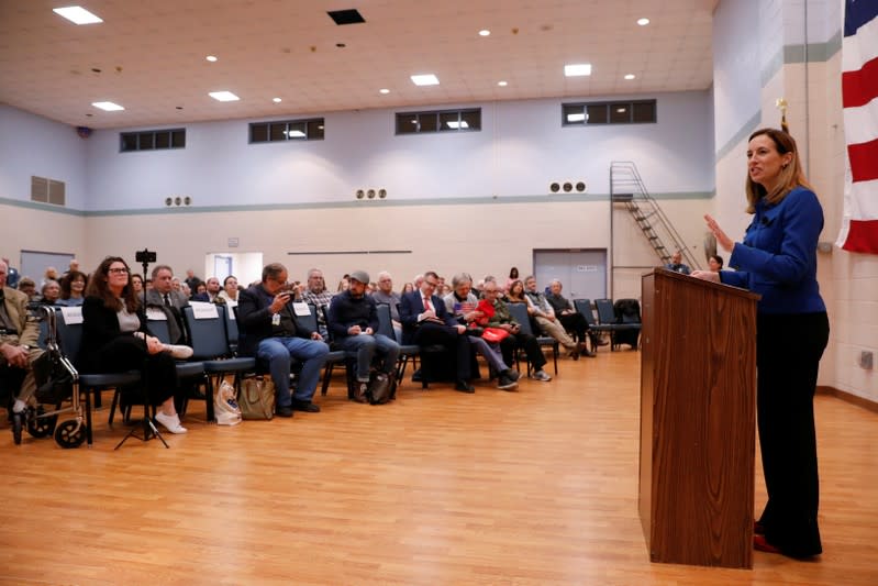 Rep. Mikie Sherrill (D-NJ) speaks during a town hall meeting at the Hanover Township Community Center in Whippany, New Jersey