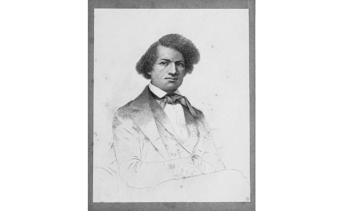 Frederick Douglass (1818-1895), shown here in an 1845, escaped from slavery in Maryland and became a national leader of the abolitionist movement in New York and Massachusetts. He was an orator, writer and statesman.