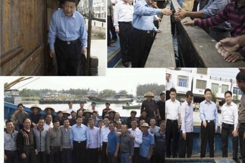  習近平曾在2013年視察海南島時，探訪慰問了當地的「海上民兵連」。 圖：翻攝新華網 