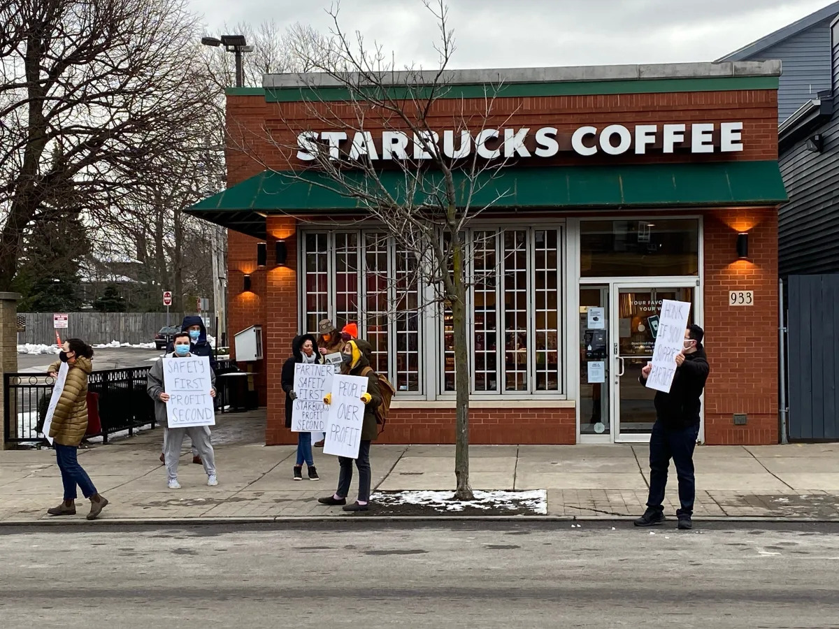 Workers at the first unionized Starbucks store walked out on Wednesday, alleging COVID-19 safety issues