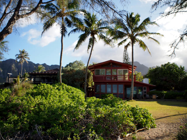 Path to Red Beach House in Waimanalo on a Beautiful Day on Oahu, Hawaii.