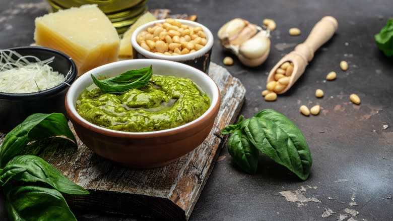 Pesto sauce and its ingredients