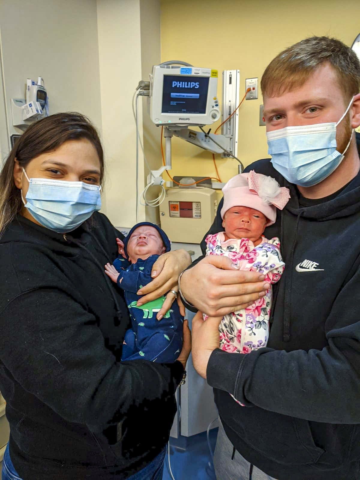 Karen with Ryan and Raelynn with her husband Shauna and twins Ryan and Raelynn  (SWNS)