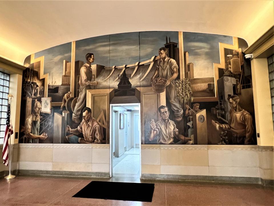 A Charles Pollock mural inside the lobby at the Lansing Board of Water and Light's John Dye Water Conditioning Plant off South Cedar Street.