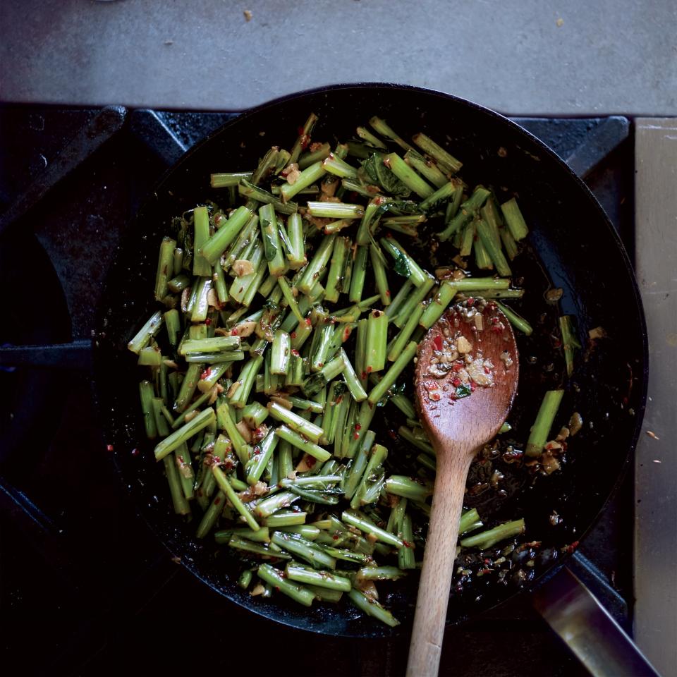 <p>This dish is a genius way to use up the stems of any hardy green. We used collard stems, but you could also use kale, chard or mustard stems.</p><p><a href="https://www.foodandwine.com/recipes/cumin-and-chile-braised-collard-green-stems" rel="nofollow noopener" target="_blank" data-ylk="slk:GO TO RECIPE;elm:context_link;itc:0;sec:content-canvas" class="link ">GO TO RECIPE</a></p>