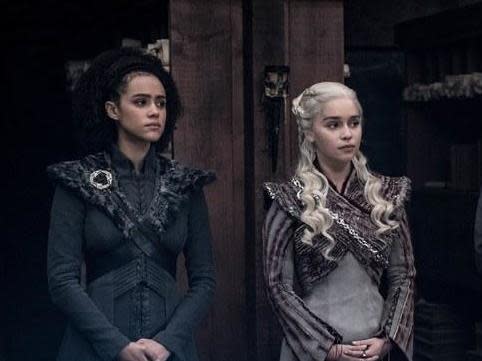 Nathalie Emmanuel and Emilia Clarke in ‘Game of Thrones’ (HBO)