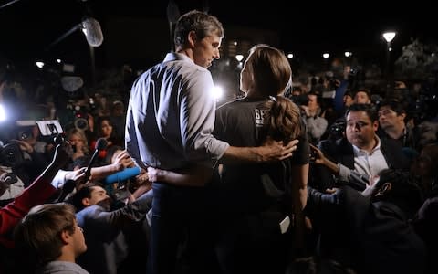 US Senate candidate Beto O'Rourke and his wife Amy Sanders - Credit: Chip Somodevilla/Getty