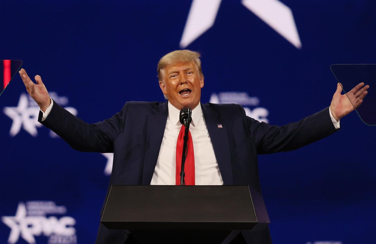 <p>File Image:  Former US President Donald Trump addresses the Conservative Political Action Conference (CPAC) held in the Hyatt Regency on 28 February 2021 in Orlando, Florida</p> (Getty Images)