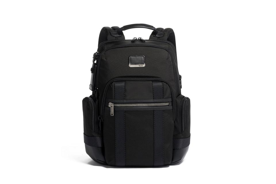 Black nylon backpack