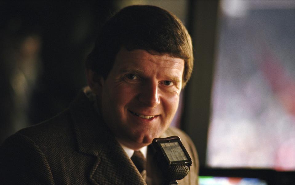 John Motson in 1985 - John Motson, the voice of BBC football commentary, dies aged 77 - Getty Images/David Cannon