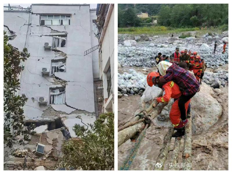 四川6.8強震已造成65人罹難、12人失聯、248人受傷。（翻攝自微博）
