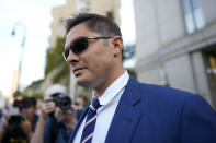 Ryan Salame leaves Federal court, Thursday, Sept. 7, 2023, in New York. Salame, the former top executive at the failed FTX cryptocurrency exchange pleaded guilty Thursday to making tens of millions of dollars in illegal campaign contributions to U.S. politicians and engaging in a criminal conspiracy to operate an unlicensed money transfer business. (AP Photo/Mary Altaffer)