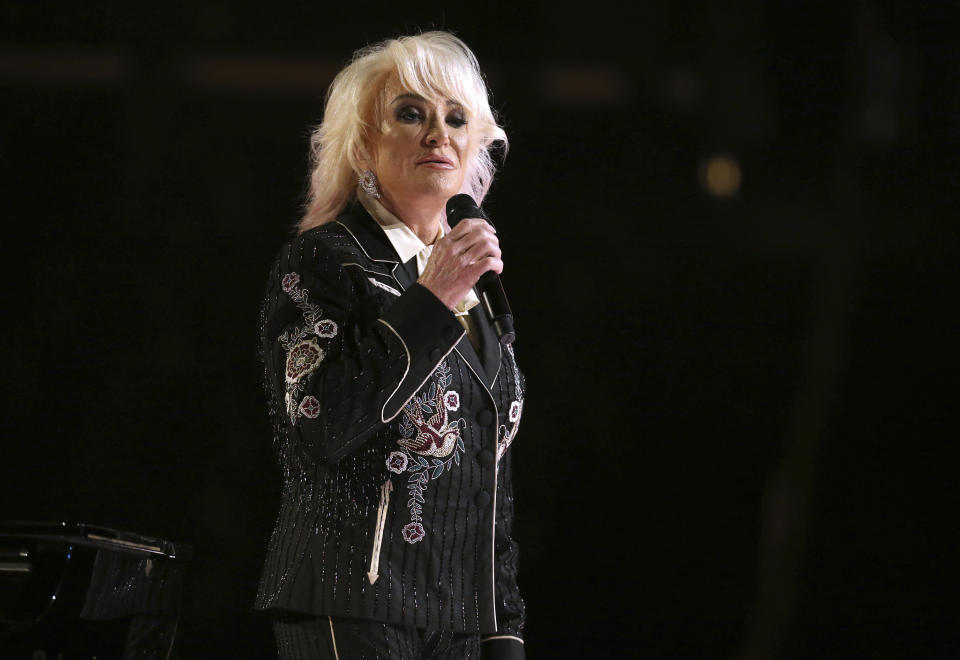FILE - Tanya Tucker performs "Bring My Flowers Now" at the 62nd annual Grammy Awards on Jan. 26, 2020, in Los Angeles. Tucker turns 62 on Oct. 10. (Photo by Matt Sayles/Invision/AP, File)