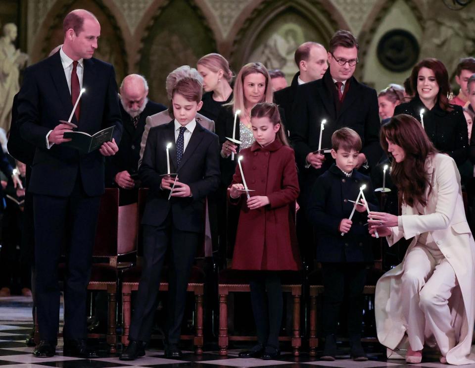 威廉王子一家五口前天出席耶誕音樂會。（翻攝X@KensingtonRoyal）