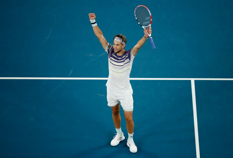 Foto del viernes de Dominic Thiem celebrando tras ganar su partido de semifinales ante Alexander Zverev