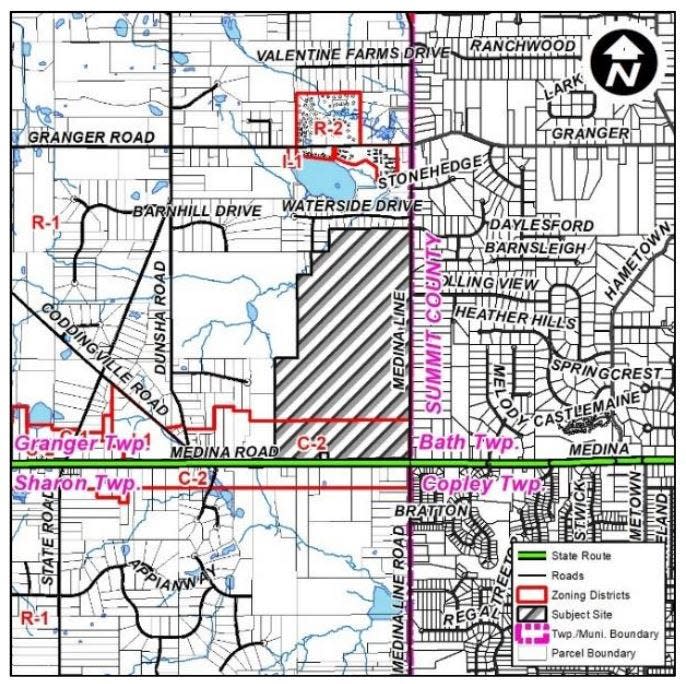 Plans filed with Granger Township show the preliminary site proposal for a retail complex anchored by a Menards store along the Summit-Medina line on the north side of state Route 18.