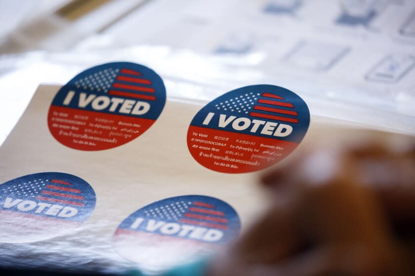 'I Voted' stickers at a polling station in California