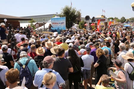 2020 Democratic U.S. presidential candidate Marianne Williamson speaks at the Iowa State Fair in Des Moines