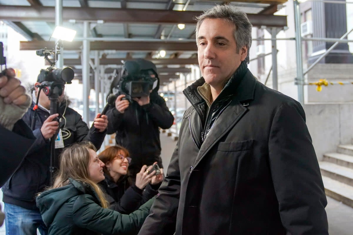 Michael Cohen leaves a lower Manhattan building after meeting with prosecutors, Friday, March 10, 2023, in New York. (AP Photo/Mary Altaffer) (Copyright 2023 The Associated Press. All rights reserved)