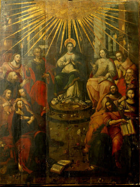 Toruń, church of St. James, Descent of the Holy Spirit (Pentecost) painting, early 16th century 