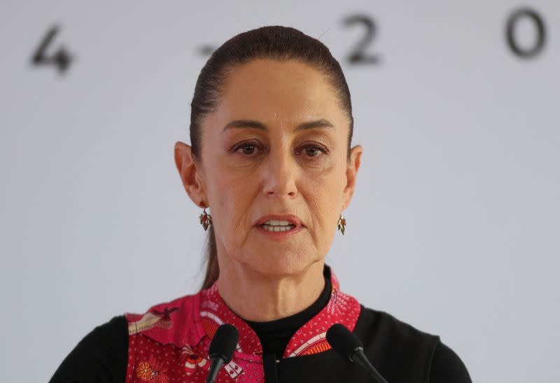 President elect Claudia Sheinbaum speaks at a press conferece in Mexico City