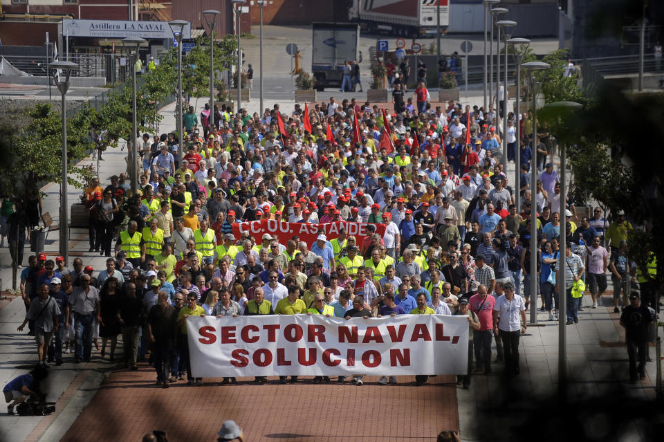 Protesta de astilleros en el País Vasco. (Getty Images)