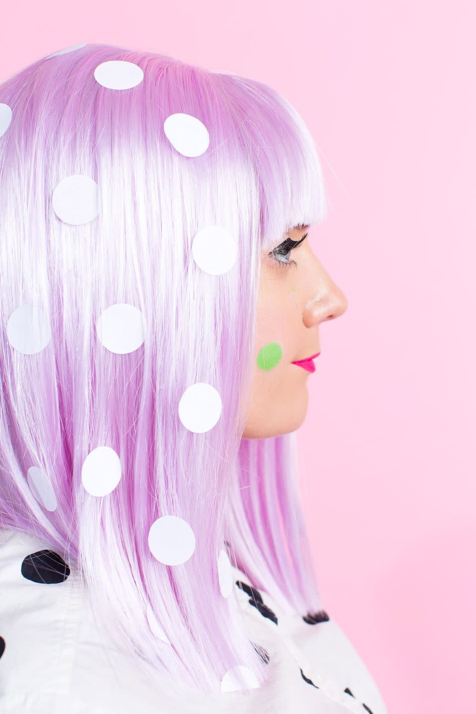 <p>Fun wig? Check. Dots? Check. Sugar & Cloth has the perfect recipe for a truly dotty getup that takes very little time to put together (and won't leave you running around in circles at the last minute). </p><p><em><a href="https://sugarandcloth.com/winks-wigs-diy-wig-and-lash-combinations-for-halloween/" rel="nofollow noopener" target="_blank" data-ylk="slk:Get the tutorial from Sugar & Cloth »;elm:context_link;itc:0;sec:content-canvas" class="link ">Get the tutorial from Sugar & Cloth »</a> </em></p>