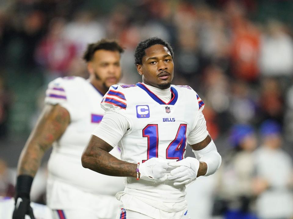 Stefon Diggs warms up before a game against the Cincinnati Bengals.