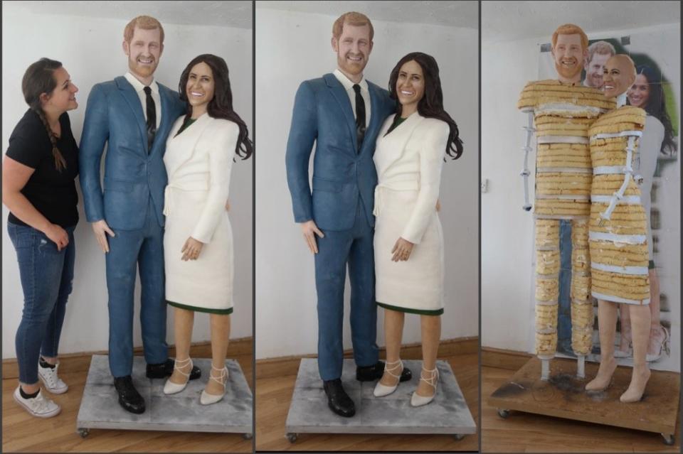 It took Lara Mason 250 hours over the last six weeks to create this life-size Prince Harry and Meghan Markle cake. (Photo: <a href="https://www.facebook.com/LaraMasonCakeArt/" target="_blank">Lara Mason</a>)